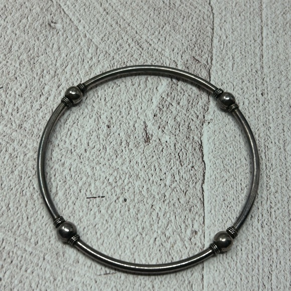 Vintage 925 Sterling Silver Four Ropped Ball Bangle Hoop bracelet 3’’ - Picture 2 of 4